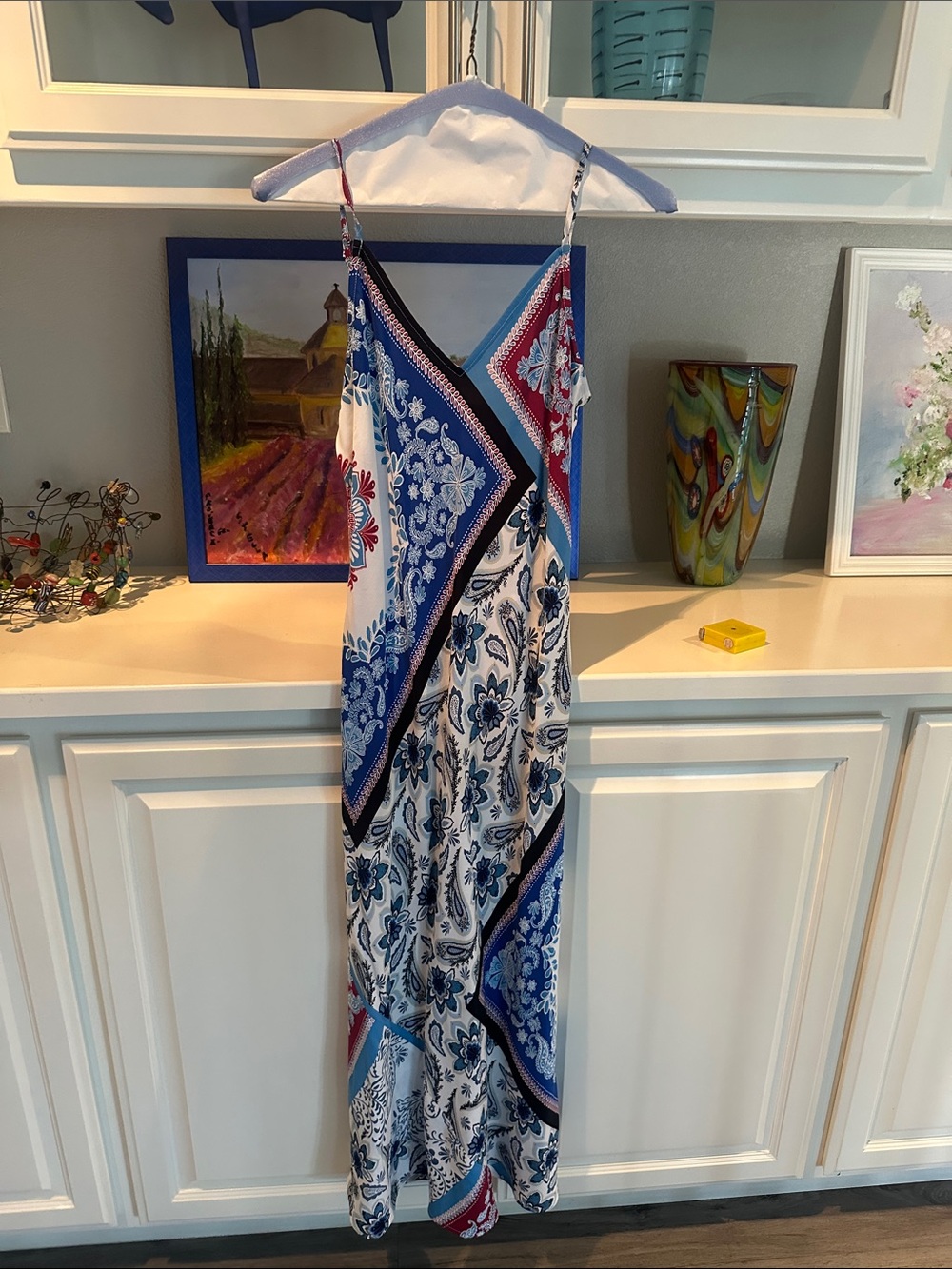 LOFT sleeveless maxi, blue and red dress Sz OOP
